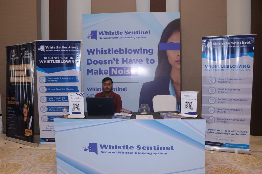 The WhistleSentinel exhibition booth at an industry conference