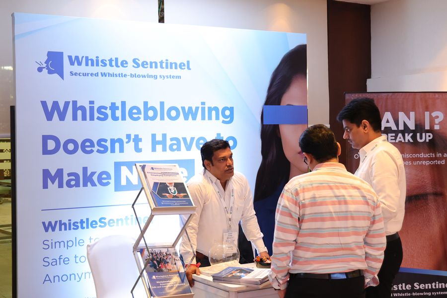 The WhistleSentinel team presenting to visitors at the event booth